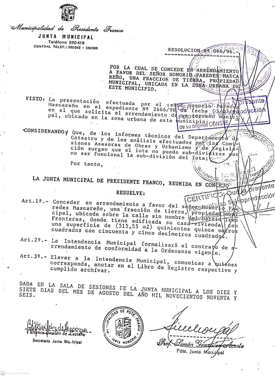 Inmobiliaria de poderosos empresarios pretende usurpar terreno municipal en Presidente Franco