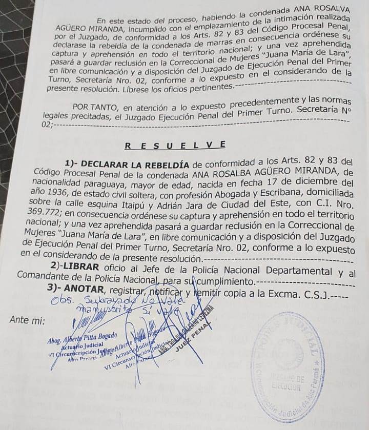 Juzgado ordena detención de la escribana Ana Rosalba Agüero