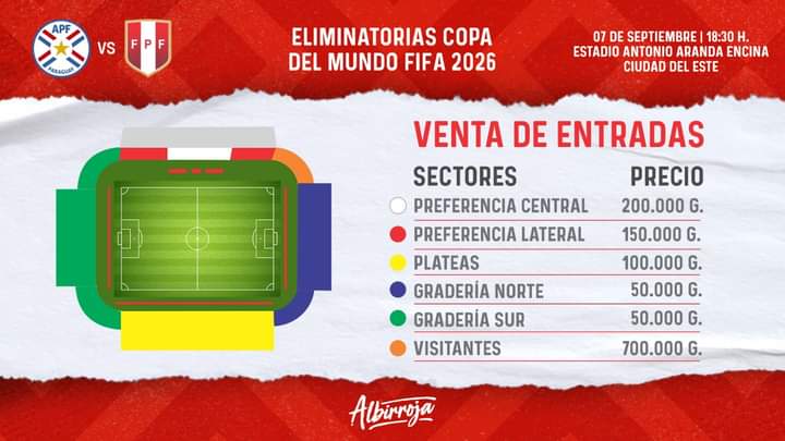 Paraguay-Perú: el 12 de agosto habilitarán entradas para todos